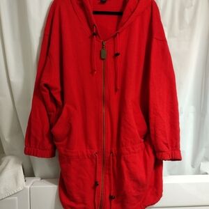 DKNY Red Hooded Utility Jacket